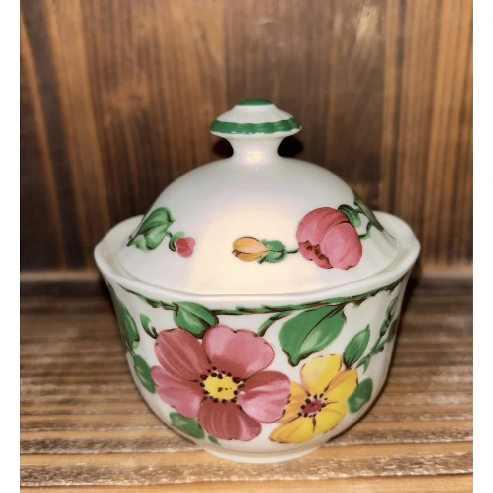 Eschenbach Feinkeramik CERANOVA Sugar Bowl with Lid Hand Painted Inglaze Vintage